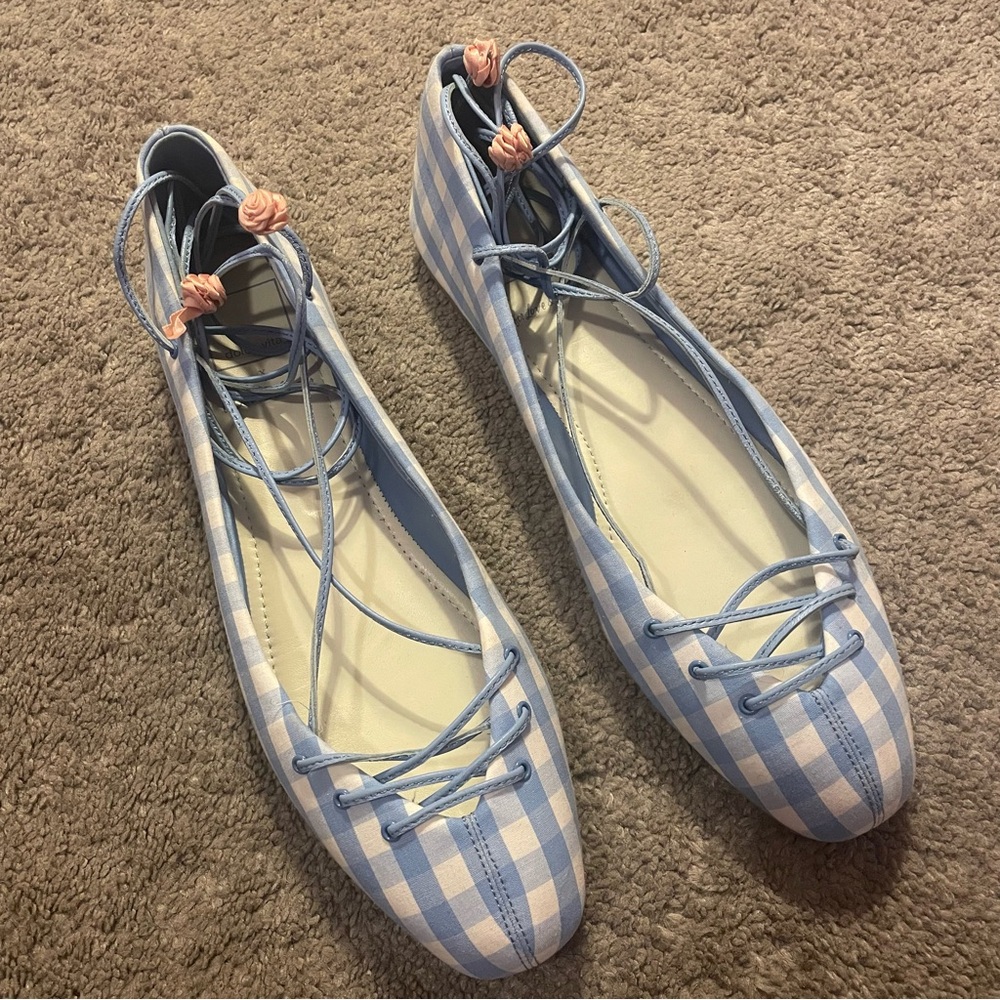 Dolce Vita X For Love & Lemons Beate Ballet Gingham Lace-Up Ballet Flats